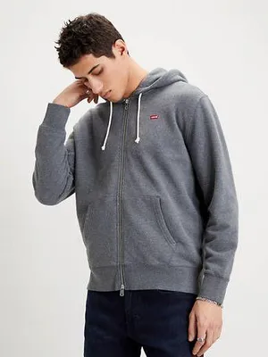 Image de sweat-shirt Levis pour homme, modèle 34584 0000, neuf, original, fermeture éclair, couleur anthracite (charcoal)