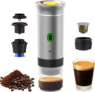 Obrázok produktu pre Prenosný kávovar pre auto Home Travel 3 v 1 Bezdrôtový elektrický kávovar Práca s kapsulami a mletou kávou 15Bar Mini Cold Brew a ohrievací kávovar so 120ml šálkou