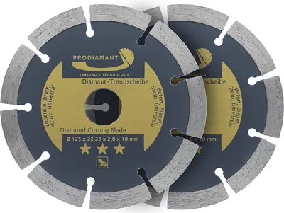 Produktbild von PRODIAMANT 2er Set Diamanttrennscheibe 125mm Beton, Stein, Ziegel, universal für Winkelschleifer