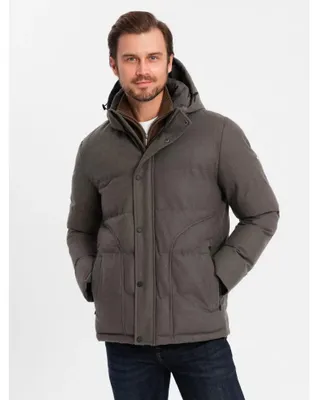 Zdjęcie produktu dla Ombre Clothing Męska kurtka zimowa Jagne oliwkowa S