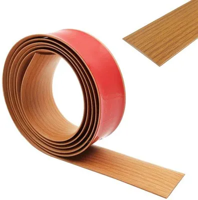 Produktbild von Selbstklebender Übergang, 1,5m x 5cm Bodenübergangsstreifen, Bodenbelag, PVC-Fußleisten, selbstklebender Vinyl-Übergangsstreifen für Holzböden, gelbe Holzoptik