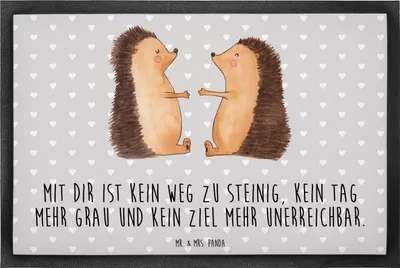 Produktbild von Mr. & Mrs. Panda Schmutzfangmatte Igel Liebe 60 x 90 cm - Grau Pastell - Geschenk, Verheiratet, Hochzeit, Vorleger, Schmutzmatte, Fussmatte, fußmatte, Gummimatte
