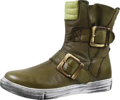 Produktbild von Andrea Conti Damen Stiefelette Leder Stiefel große Schnallen 0346833, Größe:39 EU, Farbe:Grün