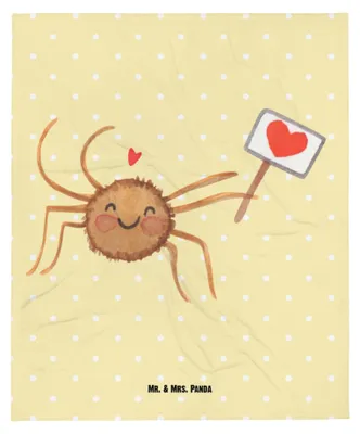Produktbild von Mr. & Mrs. Panda Schmusedecke Spinne Agathe Motivation - Gelb Pastell - Geschenk, Erstlingsdecke, Kinderdecke, Glück, Fleecedecke, Schlummerdecke, Vertrauen, Babydecke