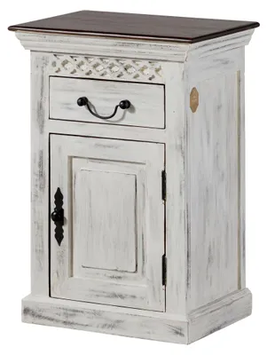 Immagine prodotto di MASSIVMOEBEL24 | Mobile da bagno in legno di acacia / mango - bianco cerato 50x35x72 castle-antik #112