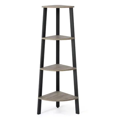 Produktbild von Mondeer Bücherregale Standregal Leiterregal Eckregal mit 4 Ebenen 45x 125 x 34 cm Schwarz-Grau