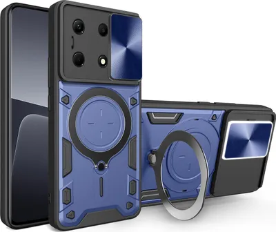 Obrázek produktu pro Pouzdro pro Infinix Note 30 5G/4G dvojvrstvé odolné pouzdro s ochranným krytem kamery a kruhovým stojánkem na prsten modré