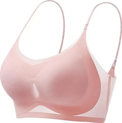 Image de ASKSA Soutien-gorge de sport pour femme, ultra-léger, sans armatures, en soie de riz, rose, 2XL