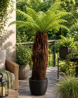 Produktbild von Baumfarn Dicksonia antarctica 70–80 cm | Kahler Stamm | Winterharter Farn | Exotische Gartenpflanze | Urzeitpflanze