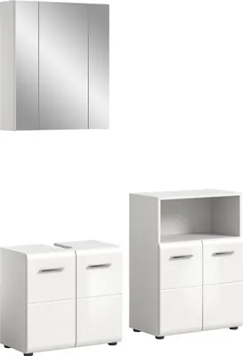 Produktbild von Badezimmer-Set >Ice< in Weiß Hochglanz - 135x190x32cm (BxHxT)