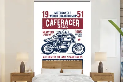 Obrázok produktu pre MuchoWow® Fototapety pre obývaciu izbu alebo spálňu tapety vinylové motív tapety Mancave - Motocykel - Vintage - Race 155x240cm