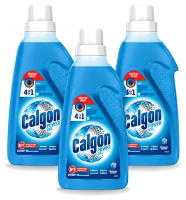 Image de 3 flacons de Calgon 3-en-1 ActiClean, gel nettoyant pour lave-linge - 750 ml - Pack avantage - 3 pièces