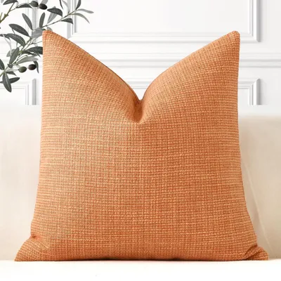 Obrázok produktu pre Poťah na vankúš 40x40 cm, svetlooranžová farba, vzhľad lnu, 1 kus