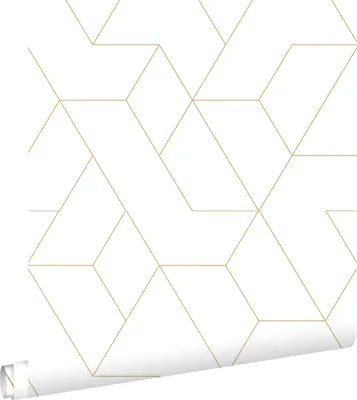 Produktbild von ESTAhome Tapete grafische Linien Weiß und Gold 50 x 900 cm