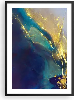 Produktbild von Gerahmtes Poster - Schwarzer Rahmen - Gold Granate Abstraktion - 50x70 cm - Wand Bild - Wanddeko - Wandbilder - Kunstposter - Wandposter - Bilderrahmen - Bilder - Kunstdruck - P2BPA50x70-4753