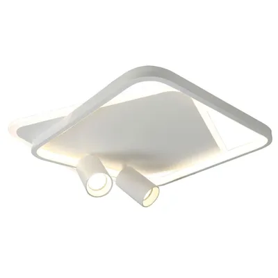 Productafbeelding van Moderne, decoratieve, witte, vierkante plafondlamp, LED 36W met instelbare kleur + 2x GU10 15W verstelbare spots. PARMA Light Prestige