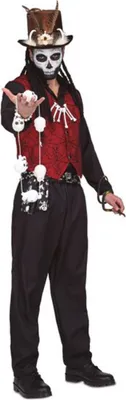 Produktbild von Voodoo kostým pre mužov Voodoo kňaz Halloween kostým červeno-čierny