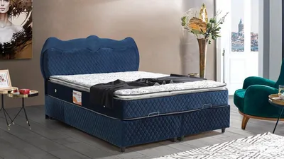 Produktbild von Schlafzimmer Luxus Bett Blau Modern Design JVmoebel