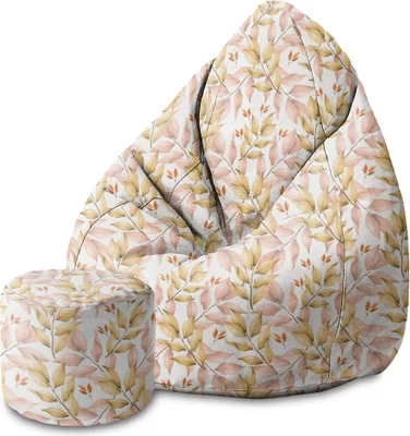 Produktbild von Dreamroots Bean Bag 80x80x120cm Sitzsack mit Lehne und Hocker und Bezug Sitzkissen  Sitzsack Sitzsack mit Füllung mit Füllung Autumn Gold Leaves