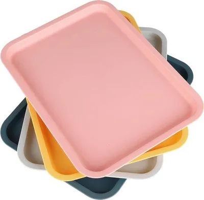 Image de Unyqoos® : Lot de 4 plateaux rectangulaires en plastique – Plateaux pour restauration rapide, idéaux pour les aliments et les boissons, parfaits pour la cuisine, les pique-niques, les restaurants, les cafés et les fêtes