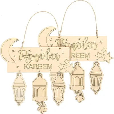 2er-Set Holz-Laternen-Anhänger für Ramadan-Deko