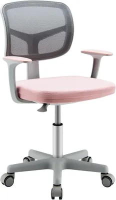 Kinderbürostuhl, rosa, höhenverstellbar, 360° drehbar, mit Rollen