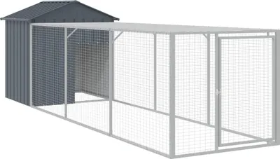 Obrázek produktu pro vidaXL Klec pro kuřata s výběhem antracit 117x405x123 cm Ocel pozinkovaná