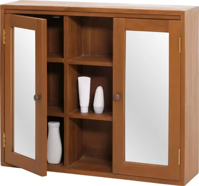 Produktbild von Szafka z lustrem z drewna tekowego HWC-M85, szafka z lustrem łazienkowym, wysokiej jakości drewno tekowe klasy B (twardziel, 20-30 lat), 70x80x20 cm