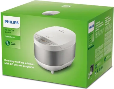 Obrázek produktu pro Philips All-in-One Cooker HD4713/40 Multifunkční hrnec řady 3000, 5 l, Bílá, Nerezová ocel, Plast, 0,8 m, 1067 W, 220-240 V