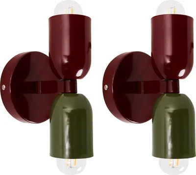 Produktbild von BELIANI Wandleuchte 2er Set Rot u. Grün Metall 2-Flammig Zylinderform Retro Doppelkopf Wandstrahler für Innenbereich Schlafzimmer Wohnzimmer
