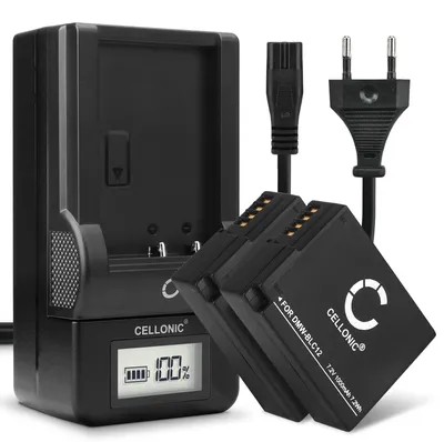 Image de CELLONIC 2x Batterie pour Appareil photo Compatible avec Panasonic Lumix DMC-FZ1000, Lumix DMC-FZ300, Lumix DMC-FZ2000, DMW-BLC12 - (1000mAh, 7.4V) + Chargeur