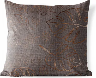 Produktbild von MuchoWow® Outdoor Kissen - Muster - Luxus - Laub - Grau - 50x50 cm - Wetterfest - Lounge Kissen - Komfortabel - Kissen mit Bild