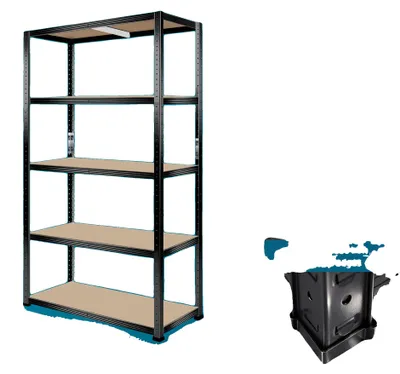 Obrázek produktu pro Kovový regál, 5-patrový design, nosnost 1000 kg, 5-patrový 200 x 90 x 40 cm – A
