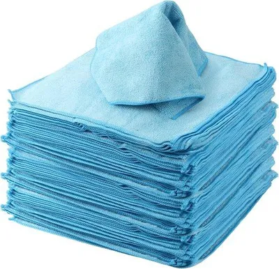 Obrázek produktu pro Sada 50 mikrovláknových utěrek – 30 x 30 cm – modré utěrky – čisticí utěrky – savé – vhodné pro domácnost/auto