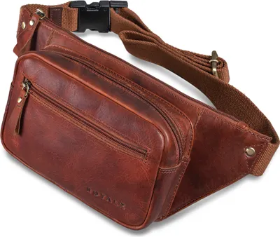 Produktbild von ROYALZ "Tallahassee" Bauchtasche Leder Herren Damen Uni Gürteltasche Brusttasche Cross Body Bag Hüfttasche Vintage Look