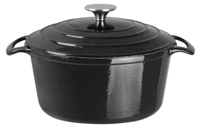 Gusseisen-Kokotte, rund, schwarz, 125x235 mm, 4 Liter