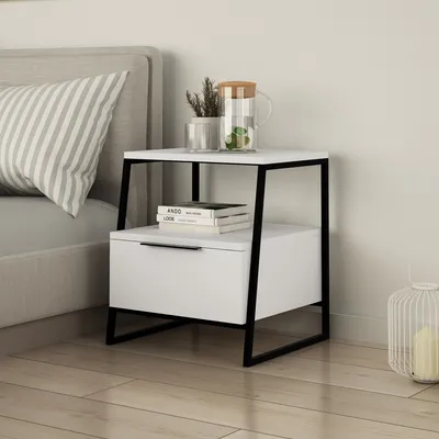 Produktbild von Skye Decor, Pal- Pal DTE, Weiß,Schwarz, Nachttische & -schränke, 50x45x41 cm, 100% Melaminbeschichtete Partikelplatte