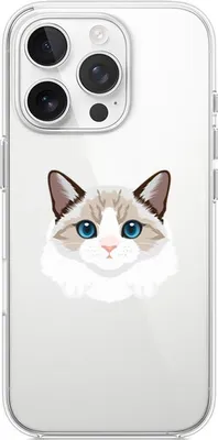 Produktbild von Flexible Hülle für das iPhone 15 Pro, TPU Silikon transparent, weiße Burmakatze