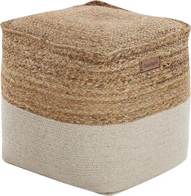 Produktbild von BELIANI Pouf Beige aus Jute / Baumwolle 44 x 44 cm quadratisch eignet für Wohnzimmer Flur Schlafzimmer Boho-Stil