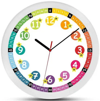 Image de Horloge murale pour enfants en verre, verre arc-en-ciel, diamètre 30 cm
