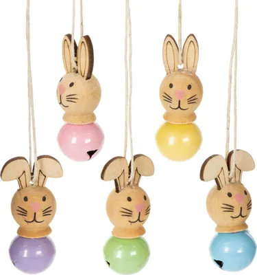 Produktbild von Osterdeko Holzanhänger Hasen für Frühlingstisch und kreative Dekoration, 12 Stück