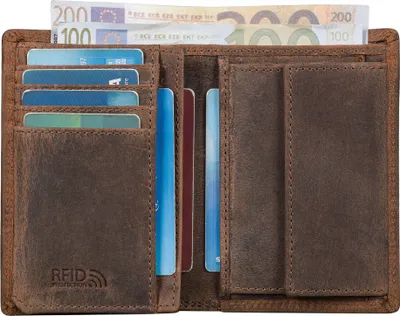 Produktbild von Benthill Herren Ledergeldbörse - Geldbeutel mit RFID-Schutz - Slim Portemonnaie für Herren - Echtem Vintage Leder