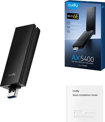 Obrázek produktu pro Cudy WU5400, Bezdrátový, USB, WLAN, Wi-Fi 6E (802.11ax), 2402 Mbit/s, Černá