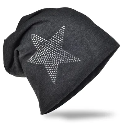 Produktbild von Beanie Muetze Strass Stern Anthrazit