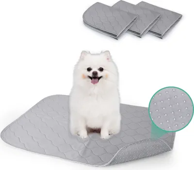 Produktbild von 3 Stück Waschbar Haustier-Urinunterlage，Inkontinenzunterlage Waschbar, Schnell Absorbierend welpenunterlagen für Haustiere, (60*45cm), Grau