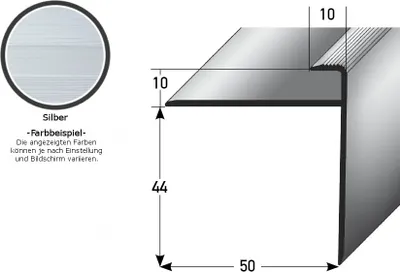 Produktbild von Einschubprofil "Castlebar" mit Nase für Parkett / Laminat, Einfasshöhe 10 mm, Aluminium eloxiert, gebohrt-silber-1000