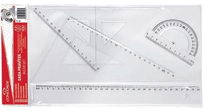 Zdjęcie produktu dla Sada pravítek Concorde, 30 cm, trojúhelníky, úhloměr, čiré, sada 4 ks