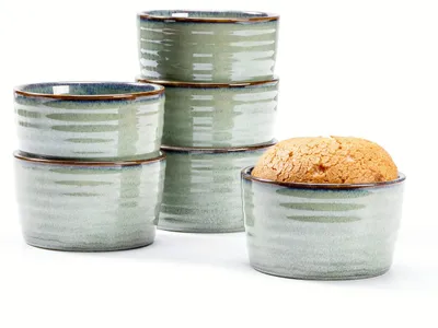 Produktbild von Set mit 6 Auflaufformen – Keramische Schälchen mit 240 ml Fassungsvermögen – Soufflé-Schalen – Ofenfest – Hitzebeständiges Porzellan – Perfekt für 6 Personen
