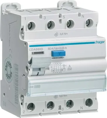 Immagine prodotto di Interruttore differenziale Hager CDA680D