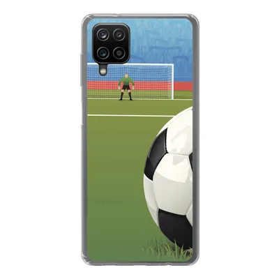 Produktbild von MuchoWow® Handyhülle Schutzhülle Hülle für Samsung Galaxy A12 Eine Illustration eines Fußballs auf dem Feld im Stadion - Jungen - Mädchen - Kinder Silikon Softcase Handy Hülle - Bild